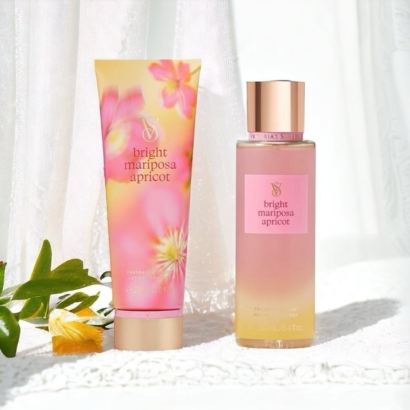 Victoria’s Secret Bright Mariposa Apricot Lotion Set Nwt